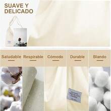 Bolso de Mano de Lona para Niñas - Bandolera Ajustable, 36x36x9 cm, Ideal para Trabajo, Compras y Escuela - A Beige - Ver 5