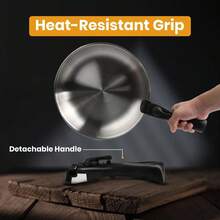 Stainless Steel Frying Pan With Lid With Detachable Handle - Universal Lid For 24/26/28cm 3-Ply Frying Pans Induction Cookware Oven  - Compact Kitchen Cookware Pack Of 3 - StainlessSteel - View 3