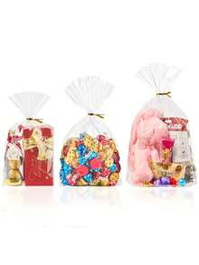 25/50pcs Flat Bottom Corner Insertion Bags, Transparent Gift Bags With Ties, Suitable For Party, Thanksgiving Small Gifts Packaging, Holiday Theme Design, Sturdy Structure, Event Planning, Durable Plastic Bags, Activities - Clear - View 2