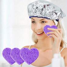 10pcs Heart-Shaped Makeup Remover Pads With Headband, Compressed Round/Heart-Shaped Facial Cleansing Pads, Waterproof Foil Shower Cap, Foil Aluminum Hair Mask Cap, Self-Heating No Electricity Steam Cap, Home Hair Treatment Cap - Multicolor - View 1