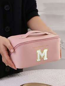 1个多隔层化妆包，大容量便携化妆包，多功能旅行化妆包，防水化妆包，浴室洗漱包，旅行洗漱包，旅行收纳包，女士洗漱包，轻便拉链化妆包，大容量双层化妆包（带隔层），圣诞节、万圣节、感恩节、母亲节礼物 - 粉色 - 查看 7