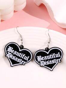 1 Đôi bông tai hình trái tim lấp lánh màu đen bằng acrylic kiểu Gothic Victoria, thanh lịch, sáng tạo, độc đáo, có khẩu hiệu riêng, dành cho nữ, thích hợp cho sử dụng hàng ngày, dự tiệc, đi làm, ngày lễ. - Nhiều màu - Xem 1