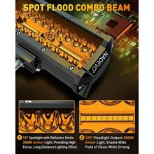 NAOEVO Barra De Luces LED De 7 Pulgadas, 240W 24,000LM Luces De Conducción Led Pods Spot Flood Combo Beam Amarillo - Ámbar - Ver 4