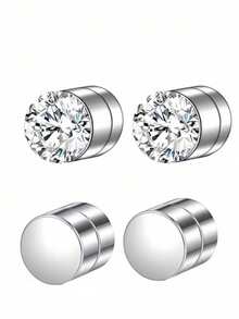 男女通用不锈钢磁性立方氧化锆耳钉，低过敏性，无耳设计，5-8毫米双面磁性扁平立方氧化锆磁性夹式耳环，适合日常、旅行、婚礼、约会、派对等各种场合。 - 彩色 - 查看 40