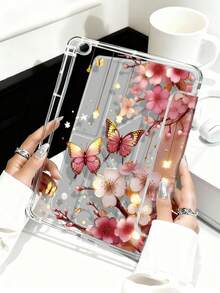 蝴蝶花朵图案 iPad 保护套，兼容 iPad Air 4/5 (10.9 英寸)、iPad 7/8/9 (10.2 英寸)（带 Apple Pencil 插槽），也适用于 Tab S6 (10.4 英寸)、Tab A7 Lite (8.7 英寸)，皮革材质，是返校季、情人节、新年礼物的理想之选，卡通风格平板电脑保护套 - 彩色 - 查看 4