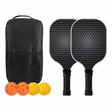 1 Set Raqueta de Pickleball con Patrón de Panal, Paleta de Pickleball de Fibra de Vidrio, Raqueta Deportiva de Playa - Negro - Ver 8