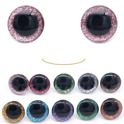 10 st 16 mm 3D-glitter säkerhetsögon i plast för amigurumi, trapetsformade hantverk, virkade dockögon med brickor, gosedjursögon för DIY, dockor, björndjur, Halloween-dekorationer