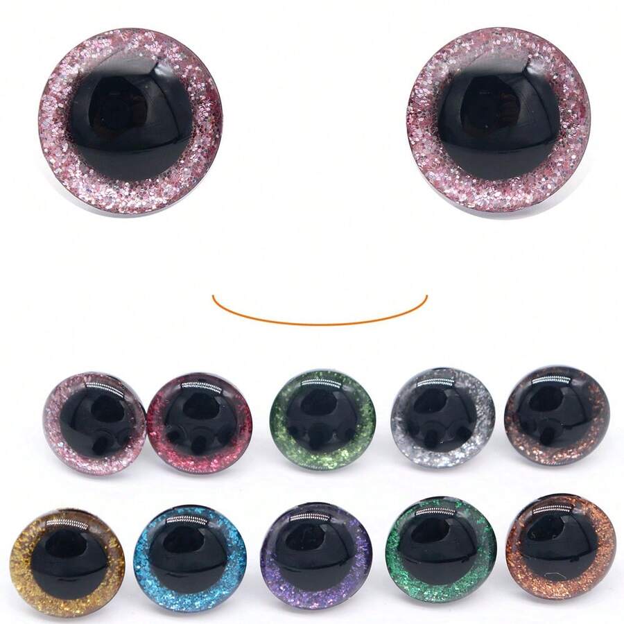 10pcs 16mm-24mm 3D Shiny Plastic Safety Eyes, Suitable For Knitted Dolls, Stuffed Animals, Halloween Decorations And Other DIY Crafts, With Washers - E - View 1