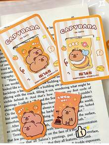 4 PCS Capybara Magnetic Bookmark Cartoon Magnet Page Clip Stationery Small Prize Cute Alien Dolphin Bookmark