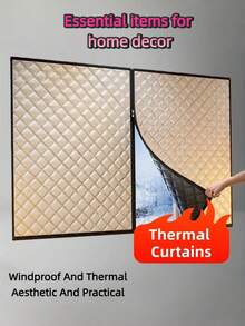 1片冬季加厚拉链窗帘 - 拉上拉链锁住温暖，阻挡寒风，降低噪音，无需钻孔，5分钟即可安装，多种尺寸适合所有窗户 | 卧室（隔音助眠）和客厅（冬季保暖）必备