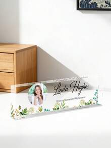 Custom Name Plates For Desks With Photo/Logo-16styles,Desk Name Plate Personalized, Personalized Clear Acrylic Glass Block, Office Gifts For Cowrkers, Boss, Teacher/Employee Appreciation Gifts Office Desk Decor For Women Men, Acrylic Desk Accessories, Office Gifts For Boss, Employee Appreciation Gifts