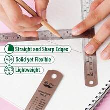 Mr Pen Steel Rulers, 6, 8, 12, 14 Inch Metal Rulers, Pack Of 4 - ColorD - View 5