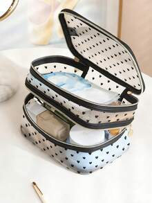 迷你毛绒心形网眼米色零钱包，口红收纳袋，粉色家居卧室书桌装饰旅行用品，婚礼家居装饰，生日，蘑菇新年配饰礼品