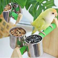Stainless Steel Bird Feeding Bowls, Parrot Feeders, Food And Water Feeding Cups For Medium And Small Parrots, Love Birds, Parrots, Birdcage Hanging Accessories, Clips For Easy Disassembly And Cleaning, Parrot Gifts - Multicolor - View 4