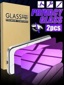2pcs Purple Light Anti-Spy Tempered Glass Screen Protector, Shatterproof, Privacy Protection, Smooth Operation, Water & Fingerprint Resistant, Compatible With Phone 11/12/13/14 Pro Max/15 Pro Max/16/16 Plus/16 Pro/16 Pro Max/16e/17/17 Air/17 Pro/17 Pro Max Series - Purple - View 29