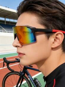 单副镜框运动眼镜，男女通用，适合骑行、徒步旅行及各种场合。是生日、圣诞节或情人节的理想礼物之选。 - 黑紅 - 查看 4