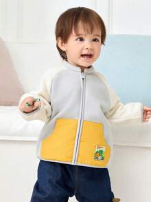 Balabala 2026年春季儿童抓绒外套，保暖舒适的毛绒外套，男女童皆宜，轻便柔软的拉链外套 - 灰白色調 - 查看 3