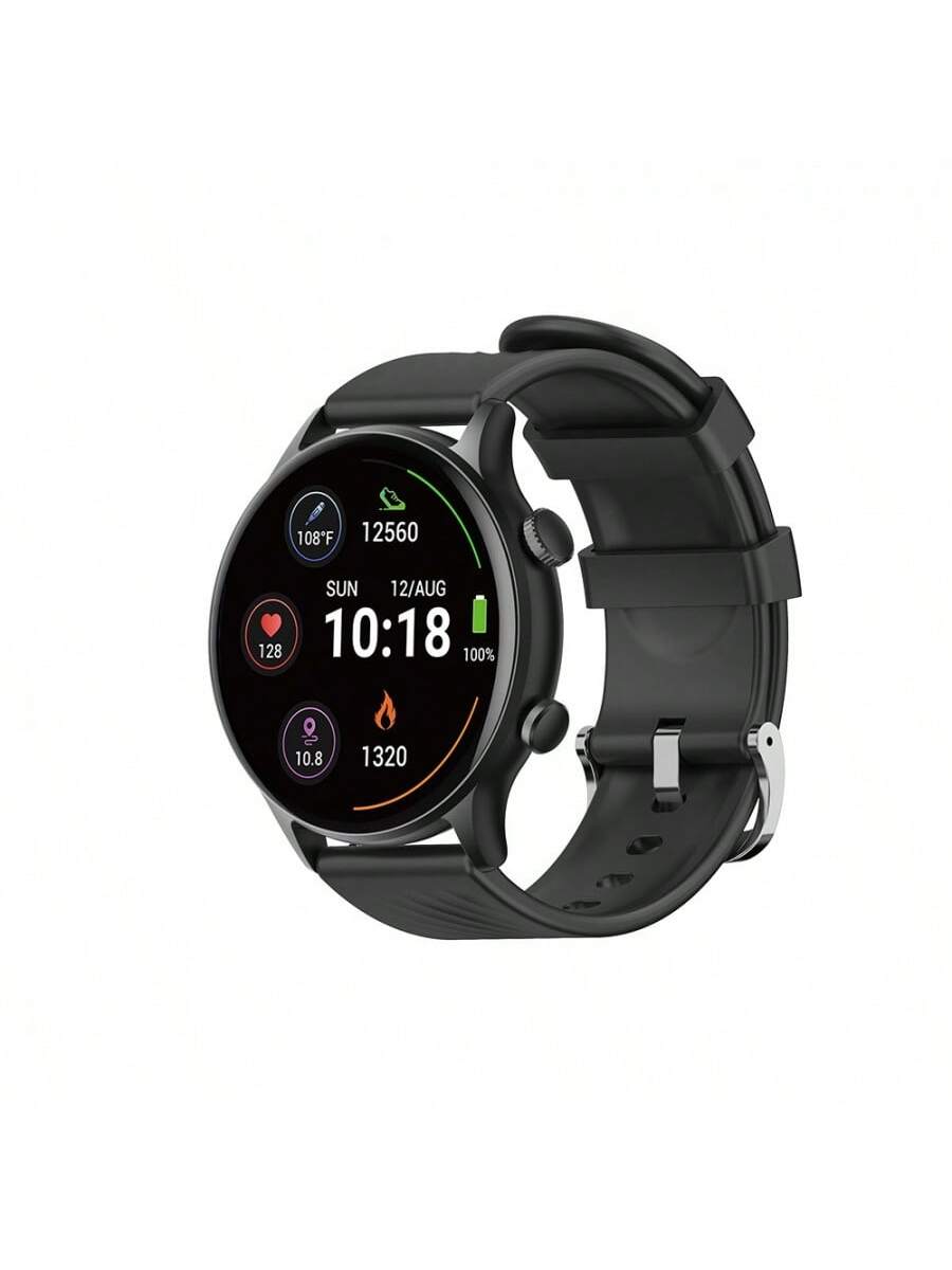 Reloj deportivo inteligente de color negro con pantalla táctil redonda Retina, impermeable IP68 para llamadas, 100 modos
