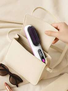 Portable Wireless Hair Straightener Brush, Fast Heating, Constant Temperature Anti-Scald Design, Smart LED Digital Display, USB Charging, Exquisite And Lightweight, Suitable For Home And Travel, Ideal Gift For Women, Professional Styling Tool, 1800mAh Battery - Multicolor - View 9