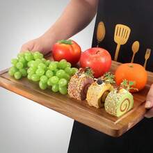 1pc Large Wooden Kitchen Cutting Board, Thick Bamboo Meat Chopping Board, Cheese & Board, Bamboo Vegetable Cutting Board With Juice Groove And Handle, Kitchen Supplies - Multicolor - View 10