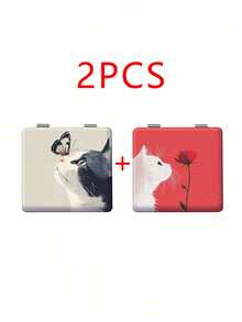 1pc Classic Cartoon Cat Series Portable Vanity Mirror, Foldable Lightweight Compact Handheld Mirror, Durable PU Leather, Metal Vacuum Plating, Suitable For All Occasions And People, Foldable Square Pocket Mirror,Giveaways,Travel,Cheap Stuff,Travel Essential - Multicolor - View 10