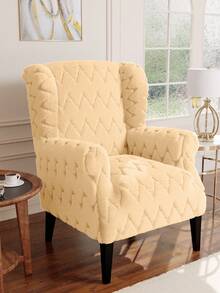 1pc Elastic Soft Plush Wave Modern Minimalist Sofa Cover, Suitable For Living Room, Bedroom, Dining Room, All Seasons, Pet Friendly