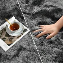 1pc Black & Gray Faux Fur Rug, Soft & Washable Bedroom Or Living Room Floor Mat, Rectangular Shape, Comfortable & Fashionable Home/Living Room Decor, Girls Bedroom Carpet, Fluffy & Cozy Winter Rug, Best Winter & New Year Gift - Multicolor - View 6