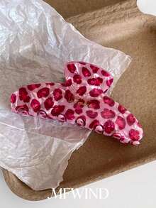 1pc Plus Size Pink Leopard Print Hair Claw Clip, Suitable For Thick Hair, Hair Accessory, Hair Clip, Hair Claw, Boho Acetate Hair Claw, Spring/Summer Fashion Hair Clutch Elegant Hair Jaw Clip For Valentine's Day Valentine's Day Accessories Gift - Multicolor - View 6