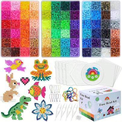 - Juego de 72 abalorio de fusible de 5 mm, juego de 72 colores surtidos, 15000 abalorio de 5 mm, incluye tablero de clavijas, abalorio de fusin, papel de planchado, pinzas y ganchos coloridos,