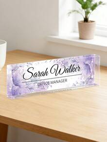 Customized Desktop Nameplate, 20 Styles Available, Customizable Text, Floral Transparent Acrylic Block, Personalized Office Decor Gift Suitable For Boss, Teacher, Colleague, Ladies And Gentlemen - Multicolor - View 26
