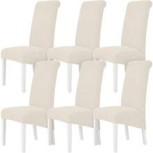 High Elasticity Detachable 6-Piece Chair Cover, Universal Type Suitable For Restaurant Kitchen Hotel Dining Chair Protection Cover - Paquete de 6 beige - Ver 1