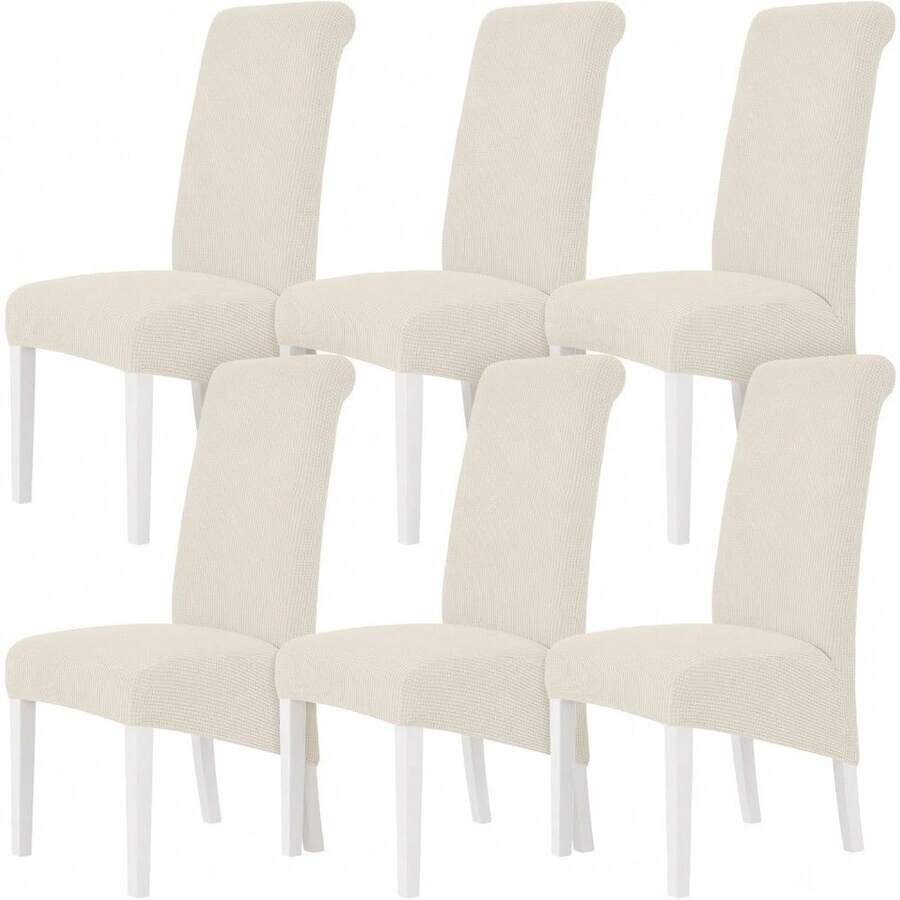 High Elasticity Detachable 6-Piece Chair Cover, Universal Type Suitable For Restaurant Kitchen Hotel Dining Chair Protection Cover - Paquete de 6 beige - Ver 1