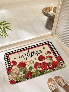 1 pieza Felpudo con diseño de letras "POR FAVOR, QUÍTESE LOS ZAPATOS", estilo minimalista moderno de poliéster rectangular grueso para decoración de entrada, absorbente y antideslizante, felpudo de bienvenida lavable a máquina para piso de cocina - Multicolor - Ver 8