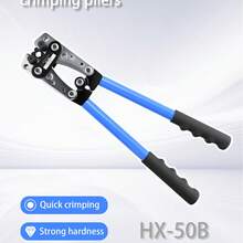 HX-50B Professional Grade Crimping Pliers, Heavy Duty Copper & Aluminum Cable Crimping Pliers, Comes With 60PCS Copper Ring Terminals & Bare Terminals, SC Terminal Crimper, Suitable For 6-50mm² Wire Diameter, Electrician Hydraulic Tool - Blue - View 4