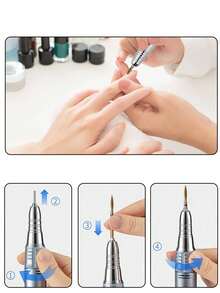 Broca de titanio de 2 mm para lima de uñas con llama rusa | Limpiador de cutículas de grado profesional con puntas con incrustaciones de diamante (hipoalergénico, certificado CE/FDA para eliminación de piel muerta) - Dorado - Ver 2