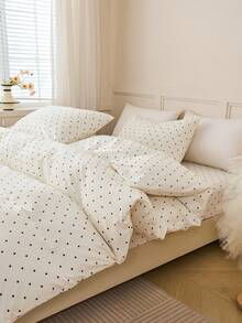 2pcs Black & White Polka Dot Pattern Pillowcase, Decorative Pillow Cover, Super Soft & Breathable, No Filling, Machine Washable, Sweet Girly Style, Suitable For Bedroom - Black and White - View 2