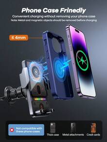 REMAX Giá đỡ điện thoại trên ô tô sạc nhanh 15W với đèn RGB bắt mắt, kẹp tự động xoay 90°, phụ kiện ô tô đa năng, cần thiết cho du lịch, tương thích với sạc Type-C của Apple/Android. - F18 - Xem 9