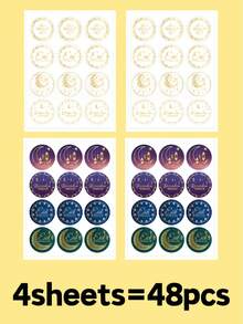 2 Sheets Each, Moon And Purple Moon Stickers, Ramadan Festival Theme, Middle Eastern Style, Sealed Cover, Ramadan Festival Exclusive, Water-Resistant And Tear-Resistant, Finely Printed, High Clarity, Moon Patterns, Beautifully Made - Multicolor - View 7