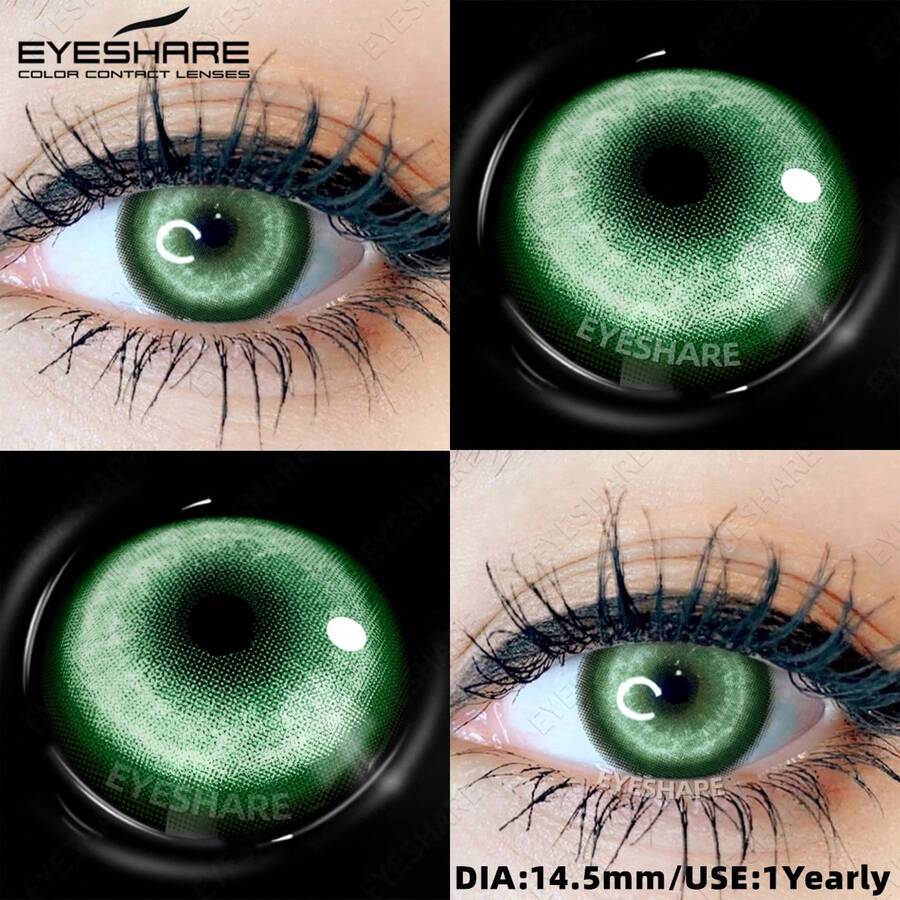 EYESHARE New Pair Of Colored Contact Lenses For Anime, Cosplay, Pink, To Enlarge Eyes, Blue/Gray, Colorful Makeup, Purple/Green/Red Beauty Pupils, 14.50 Mm (No Prescription) - 綠色 - 查看 1