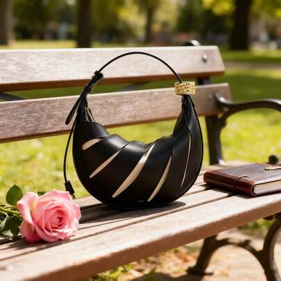 镂空新月形手提包，JW新款时尚包，JaNan大容量通勤托特包，轻便无负担，适合办公、通勤、周末郊游、约会等场合，用途广泛，适合日常使用、短途旅行，全场景女包