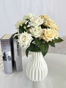 1个塑料花瓶，干湿两用，艺术装饰，北欧风格，不易碎仿陶瓷花瓶，适用于客厅、婚礼、派对、办公室、卧室装饰、家居装饰、人造花、桌面装饰、圣诞礼物 - 彩色 - 查看 4