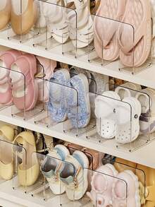 1pc Acrylic Shoe Rack, Space-Saving Vertical Shoe Organizer Stand For Kids, Transparent Shoe Storage Shelf For Entryway - Multicolor - View 2