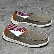 New Fashionable Versatile Men's Canvas Shoes, Lightweight Breathable Comfortable Flat Shoes, Durable Slip-On Casual Chunky Sneakers - Khaki - View 17