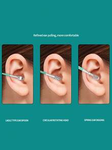 6pcs Stainless Steel Double-Ended Spiral Ear Spoon, Ear Cleaner, Ear Wax Removal Tool, Home Use - Multicolor - View 5