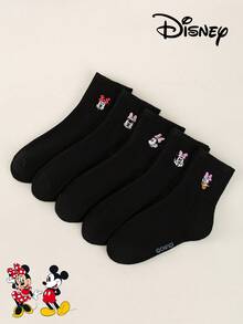 Disney 1/5/10 Pairs, Mickey, Minnie, Daisy Embroidered Cartoon Pattern Women Mid-Calf Leg Warmers Set, Black, Unisex, Couple Leg Warmers, Women Leg Warmers, Women Leg Warmers, Black Leg Warmers - Black - View 14