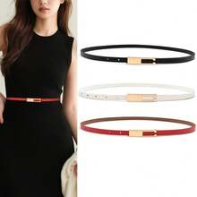 1pc Minimalist Elegant Women's Thin Waist Belt, Suitable For Dresses, Pants - Black - View 4
