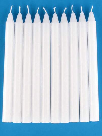 10pcs White Long Stem Candles, Handmade With High-Quality Soy Wax, Odorless And Smokeless, Emergency Lighting Candles, Can Burn For 6 Hours, Perfect For Decorating Lover's Restaurants, Dining Tables, Party Scenes, Candlelight Dinner Tables, Home Decor, Birthday Parties, Souvenirs, Birthday Candles,Ramadan