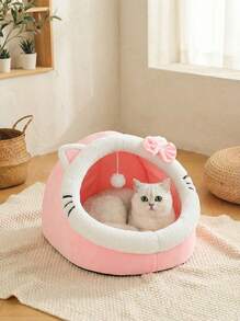 PETSIN 1 Pc Cute Cat Bed For Indoor Cats House, Washable Pet House, Warm Pet Cave Bed , Suitable For Use Of Rabbits, Puppies And Cats - Pink - View 7