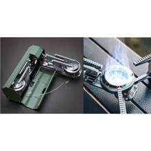 Estufa plegable de camping con bolsa de almacenamiento estufa de butano portatil con abrebotellas para picnic excursionismo y viajes en coche - Verde - Ver 8