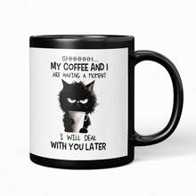 1个趣味猫咪咖啡杯，创意双面印花陶瓷杯 - 四季皆宜的多功能饮品容器。适合作为生日礼物、节日礼物、派对礼品或家居装饰，可盛装各种饮品，容量11盎司，可爱猫咪图案，咖啡吧配件，马克杯套装，猫咪主题马克杯 - 咖啡貓咪 - 查看 16